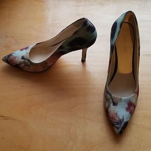 Leopard floral heels